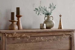 Tanu Mango Wood Beaded Garland - Brass & Natural