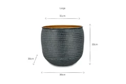 Tembesi Etched Planter - Antique Black & Brass