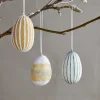 Terra Hand Painted Recycled Cotton Paper Hanging Egg - Teal, Cream & Ochre - (Set of 3)
