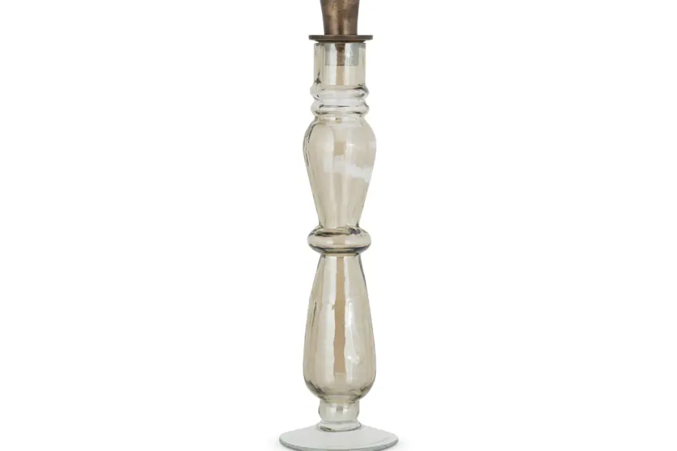 Tharad Recycled Glass Candle Holder - Smoke Lustre