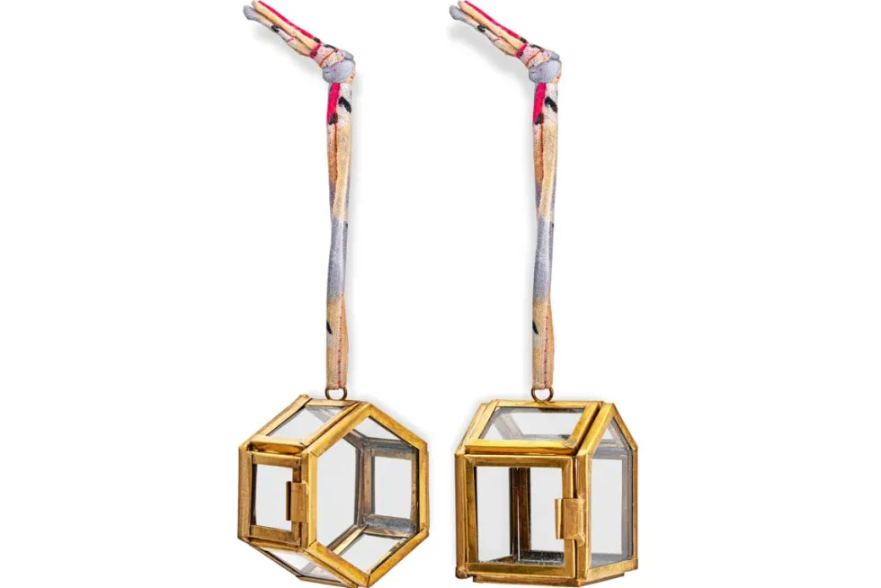 Tiny Kiko Box Decorations - Antique Brass - (Set of 2)