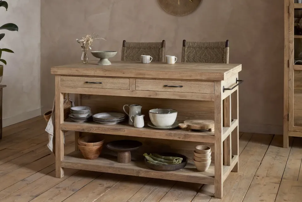 Tivu Reclaimed Wood Kitchen Island - Natural