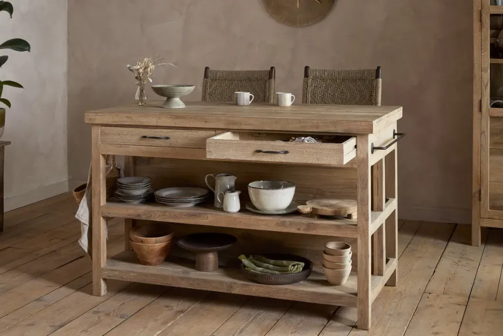 Tivu Reclaimed Wood Kitchen Island - Natural