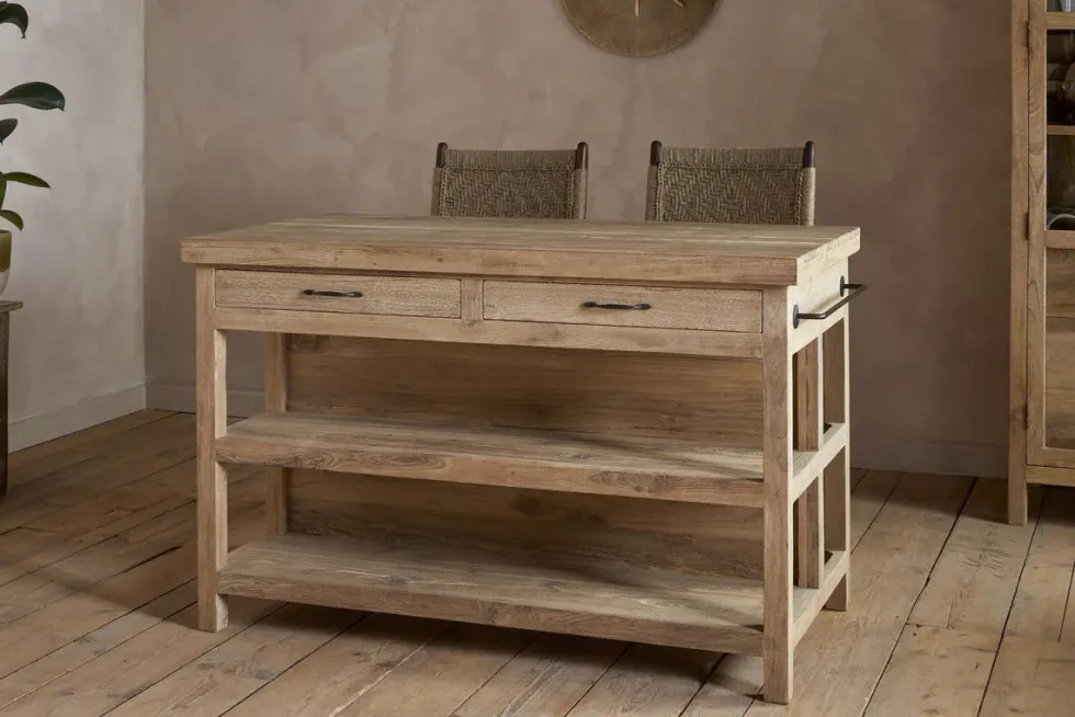 Tivu Reclaimed Wood Kitchen Island - Natural
