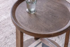 Triveni Mango Wood Side Table - Walnut Stain