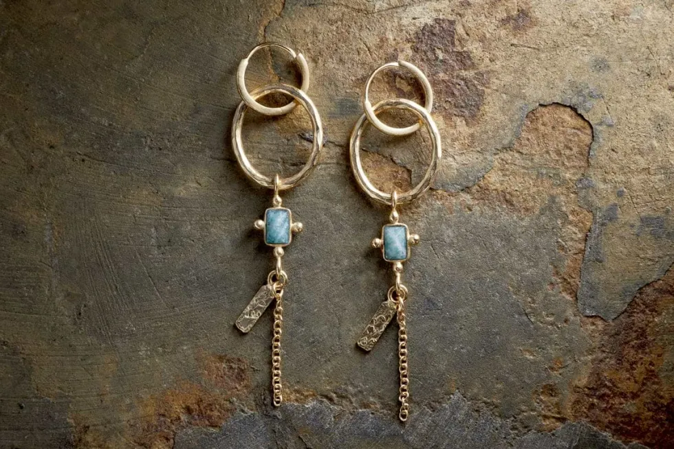 Tumari Amazonite Earrings - Gold