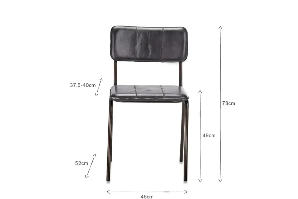 Ukari Leather Dining Chair - Aged Black