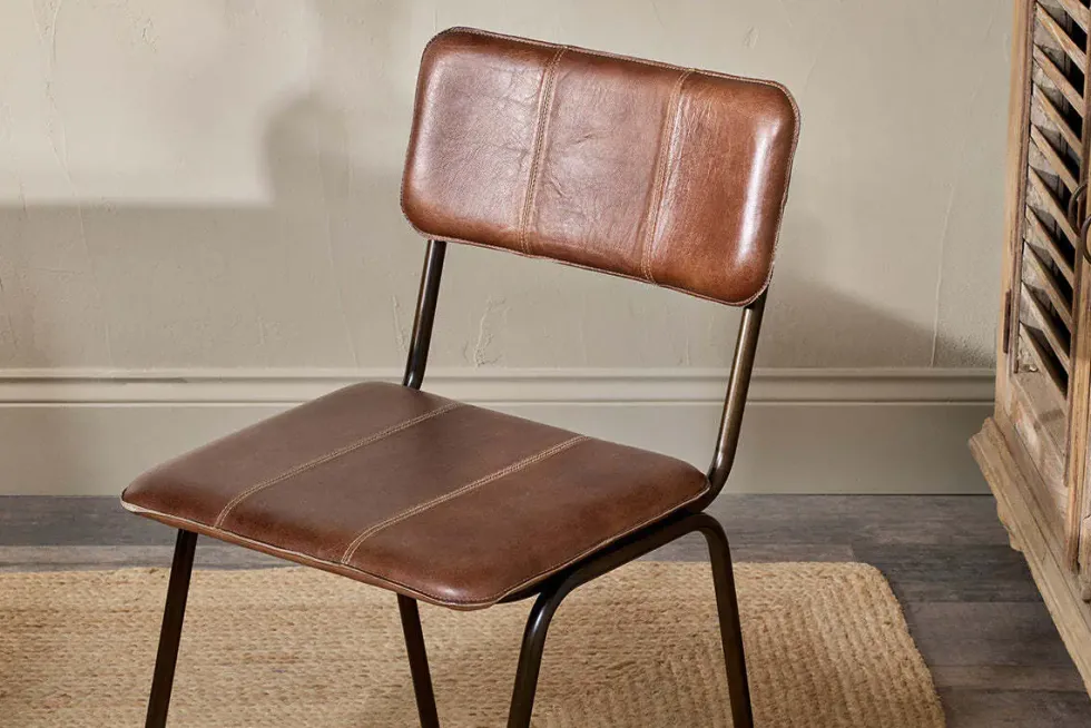 Ukari Leather Dining Chair - Chocolate Brown