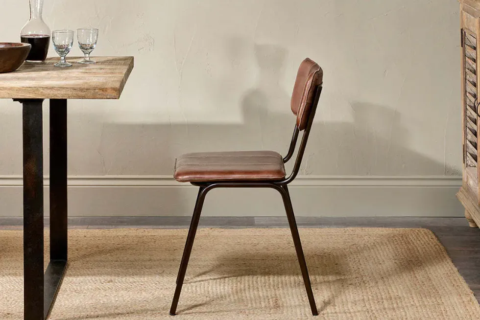 Ukari Leather Dining Chair - Chocolate Brown