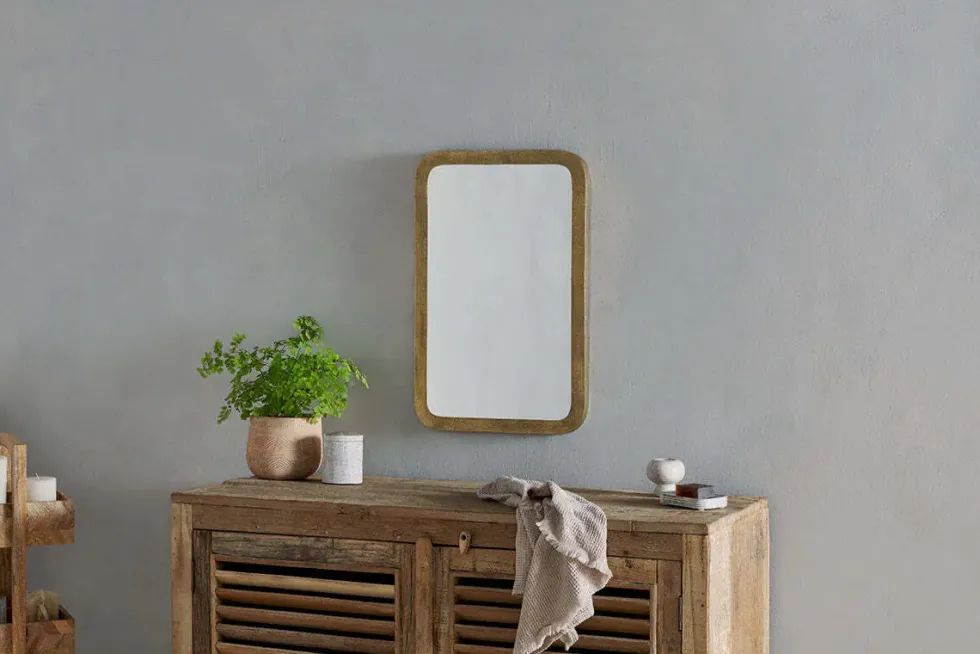 Ungura Rounded Mirror - Antique Brass - Small