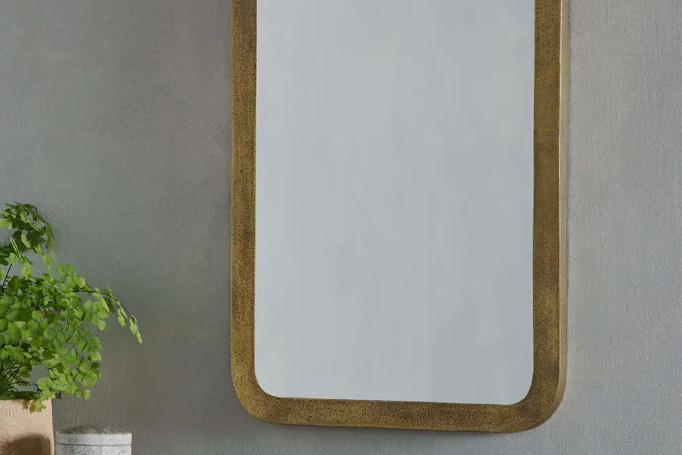 Ungura Rounded Mirror - Antique Brass - Small