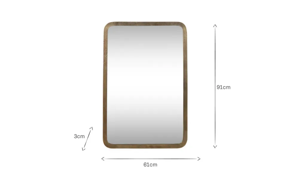 Ungura Rounded Mirror - Antique Brass - Small