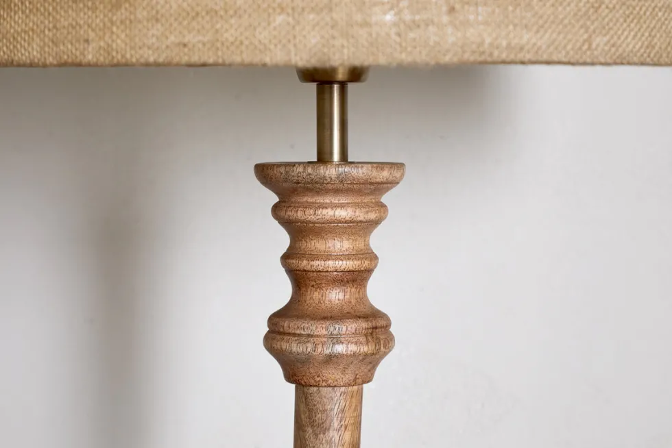 Usha Classic Wooden Floor Lamp - Natural