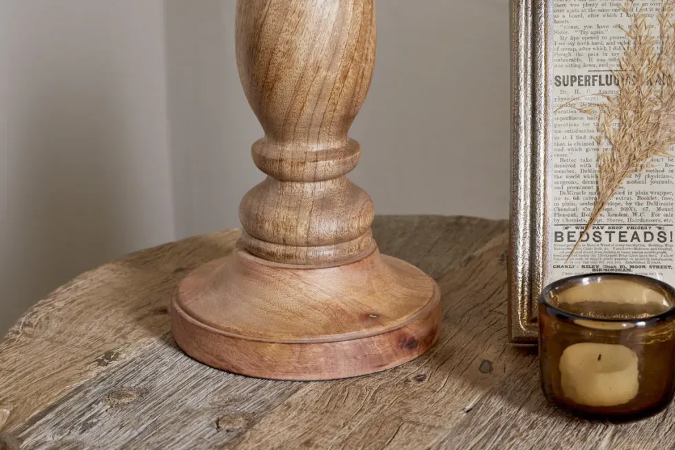 Usha Classic Wooden Table Lamp - Natural