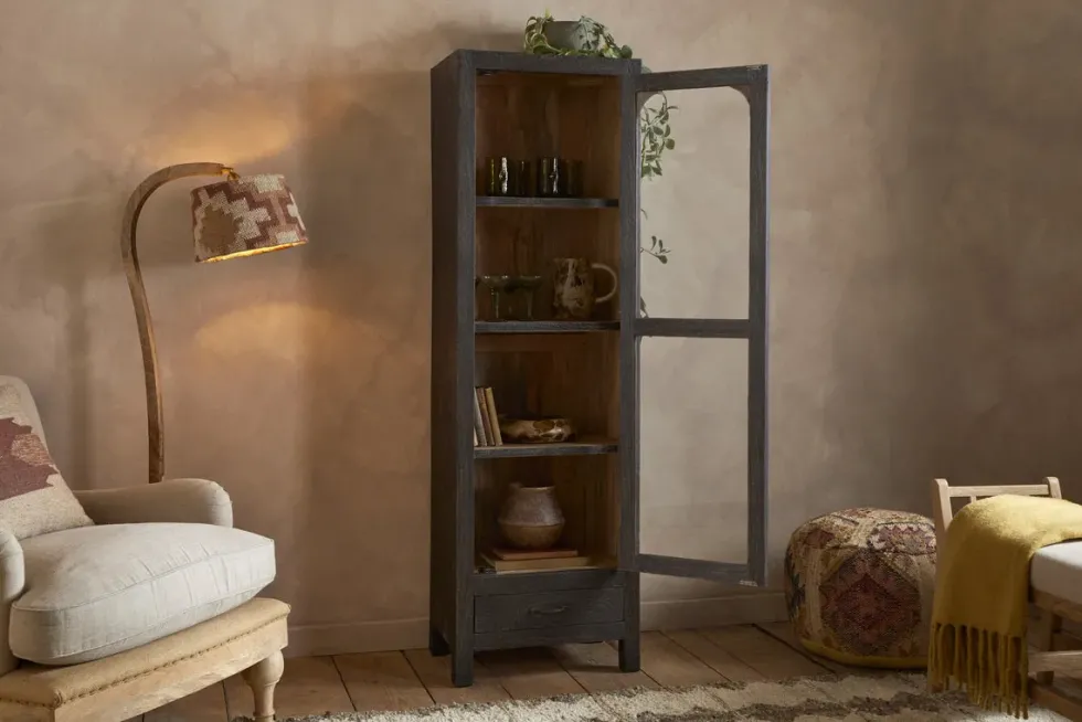 Valin Mango Wood & Glass Cabinet - Natural