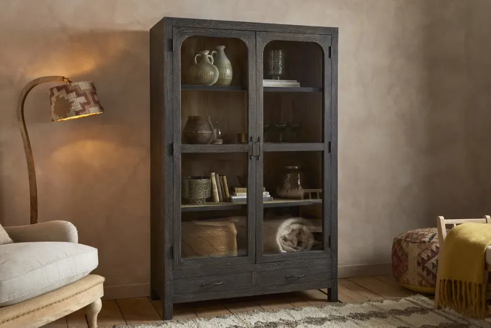 Valin Mango Wood & Glass Cabinet - Natural
