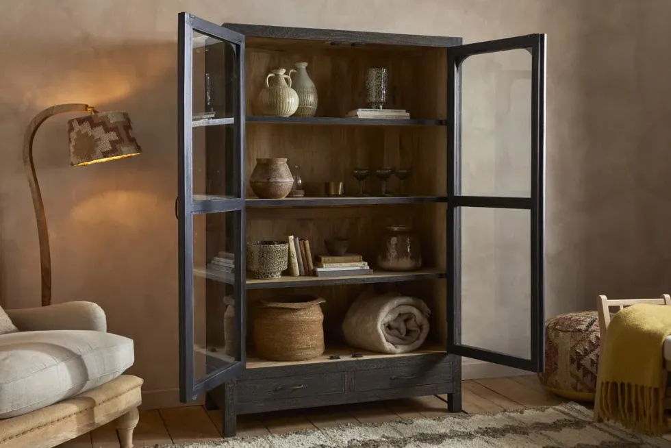 Valin Mango Wood & Glass Cabinet - Natural