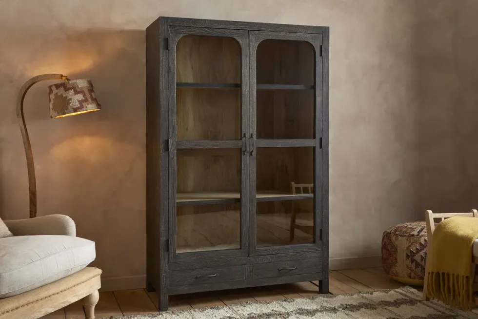Valin Mango Wood & Glass Cabinet - Natural