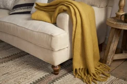 Velatu Fringed Merino Wool Throw - Ochre