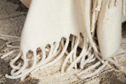 Velatu Fringed Merino Wool Throw - Natural