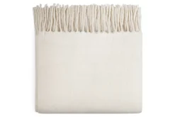 Velatu Fringed Merino Wool Throw - Natural