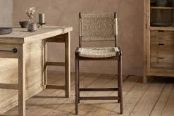 Vinay Jute & Wood Woven Counter Chair - Chocolate Brown