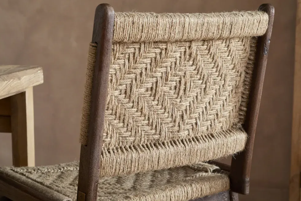 Vinay Jute & Wood Woven Counter Chair - Chocolate Brown