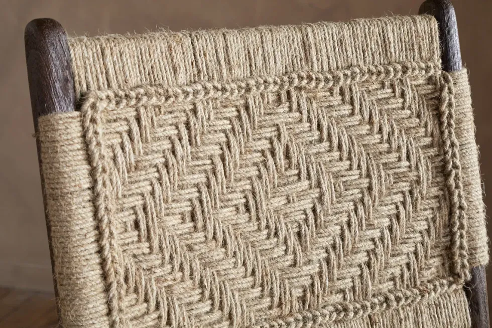 Vinay Jute & Wood Woven Counter Chair - Chocolate Brown