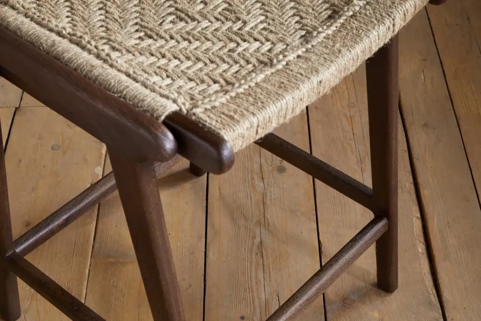 Vinay Jute & Wood Woven Counter Chair - Chocolate Brown