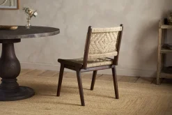 Vinay Jute & Wood Woven Dining Chair - Chocolate Brown