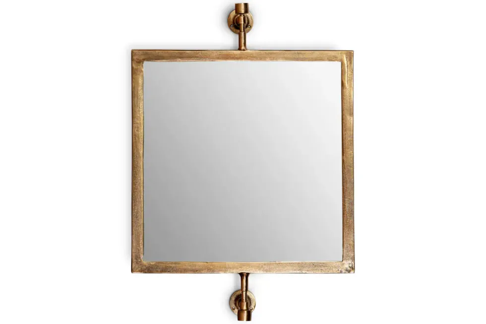 Visala Square Swivel Wall Mirror - Antique Brass - Square