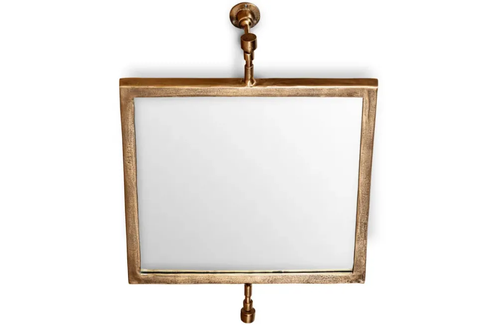 Visala Square Swivel Wall Mirror - Antique Brass - Square