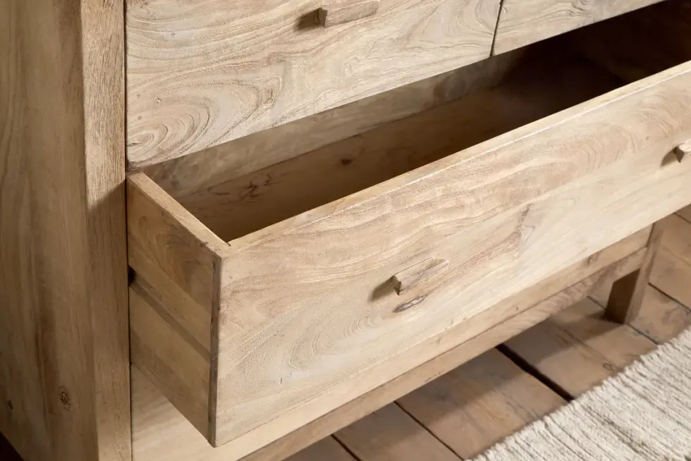 Vivan Grooved Chest of Drawers - Natural
