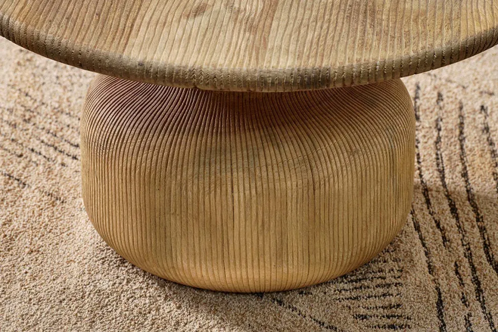 Vivan Grooved Wood Coffee Table