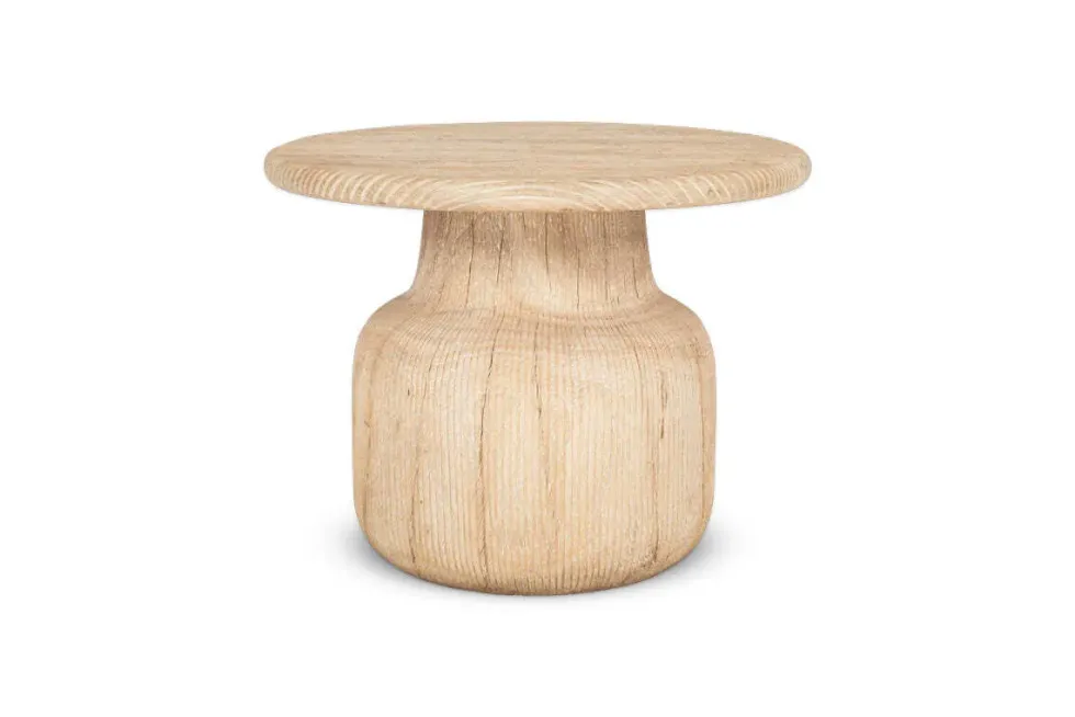 Vivan Grooved Wood Side Table