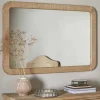 Vivan Rectangular Grooved Wood Mirror - Natural