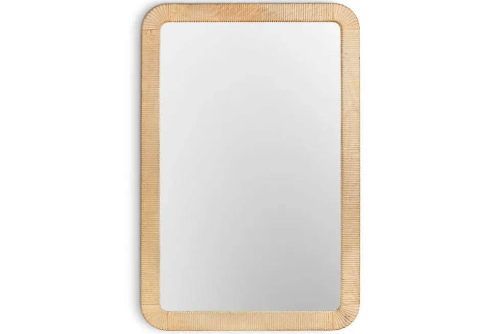 Vivan Rectangular Grooved Wood Mirror - Natural