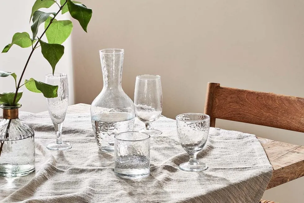 Yala Hammered Champagne Glass - Clear Glass (Set of 4)