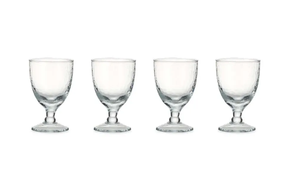 Yala Hammered Wine Glass - Clear Glass (Set of 4)