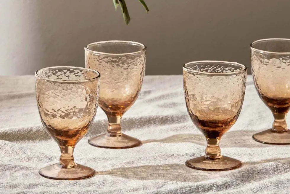 Yala Hammered Wine Glass - Dusty Terracotta (Set of 4)