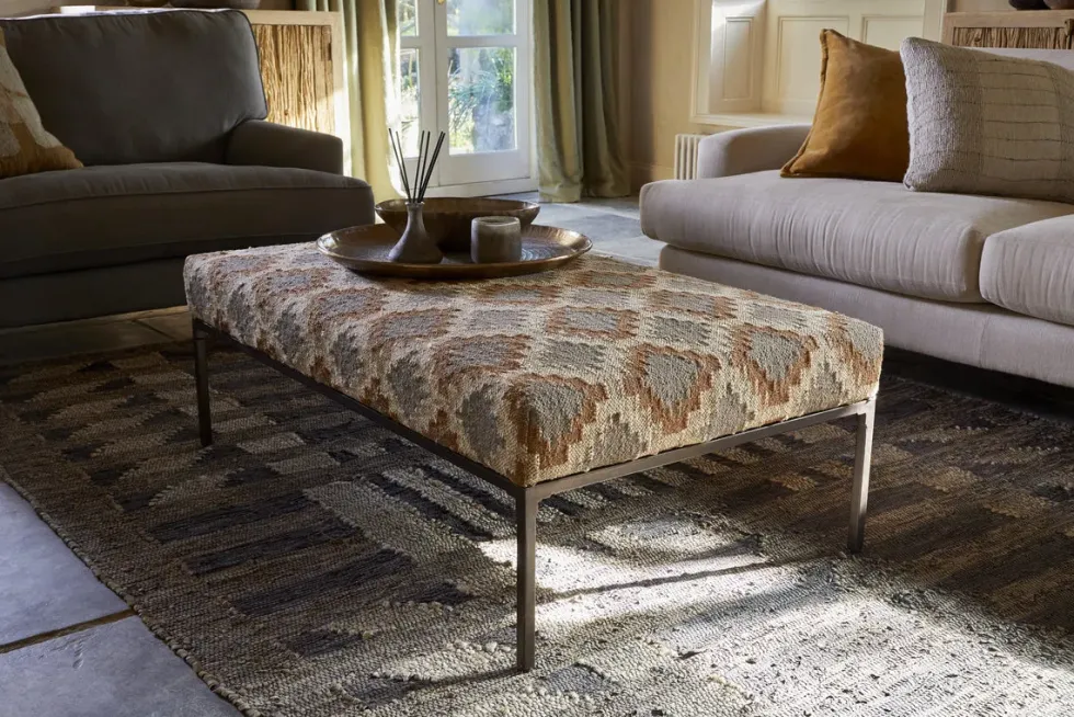 Yalin Upholstered Ottoman - Rust