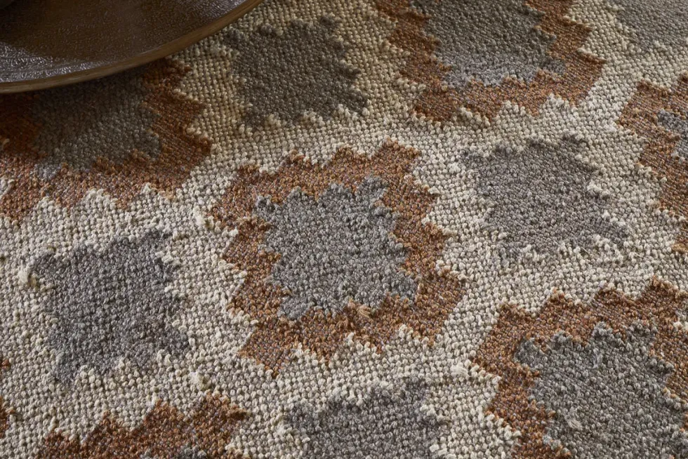 Yalin Upholstered Ottoman - Rust