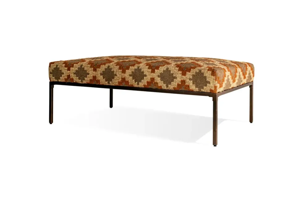 Yalin Upholstered Ottoman - Rust