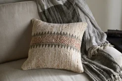 Zairya Jute & Cotton Cushion Cover - Natural & Rust