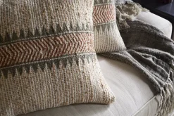 Zairya Jute & Cotton Cushion Cover - Natural & Rust