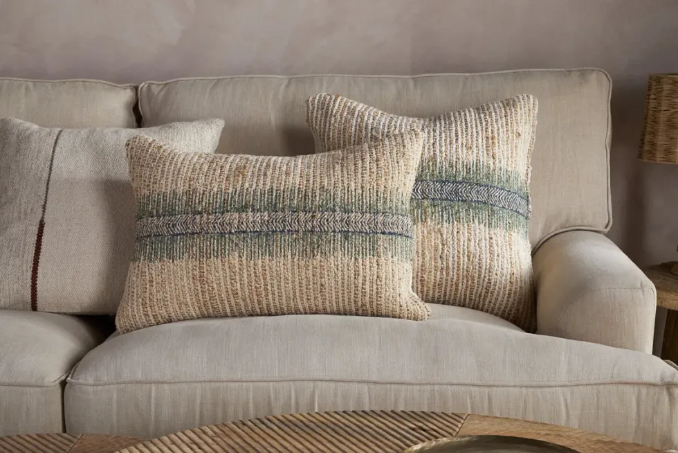 Zairya Jute & Cotton Cushion Cover - Sea Foam