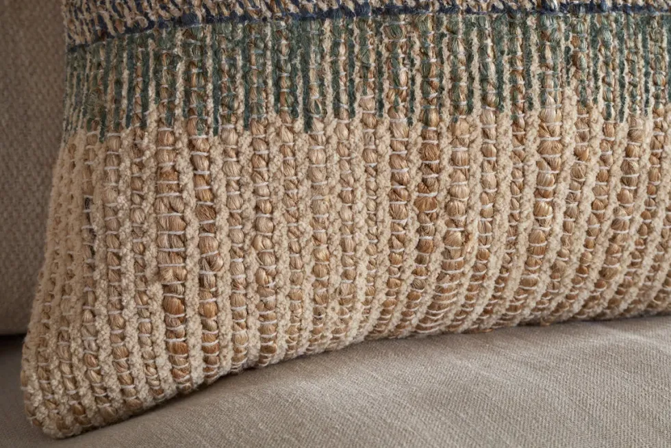 Zairya Jute & Cotton Cushion Cover - Sea Foam