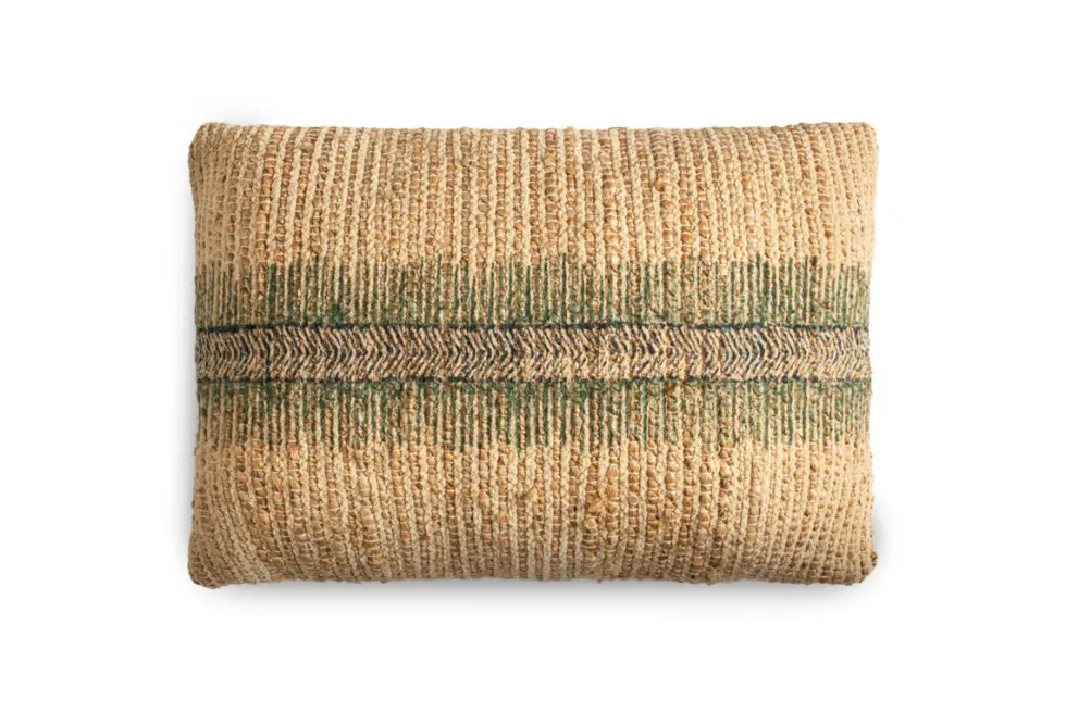 Zairya Jute & Cotton Cushion Cover - Sea Foam