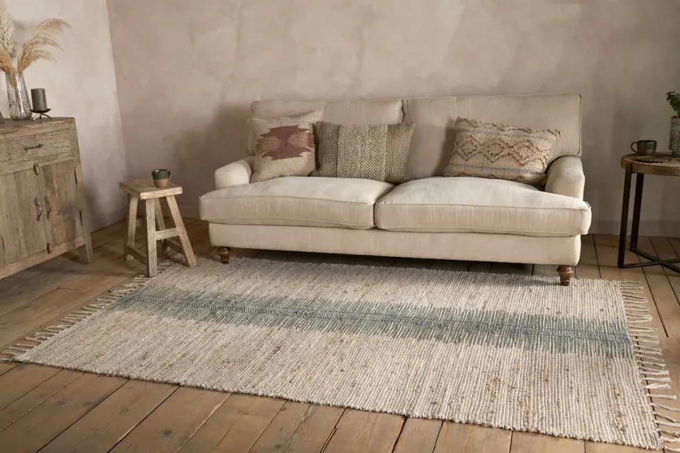 Zairya Jute & Cotton Rug - Sea Foam