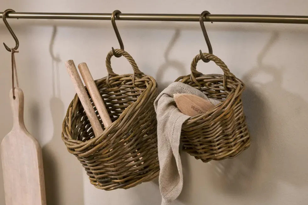 Zawar Rattan Hanging Baskets - Natural (Set of 2)